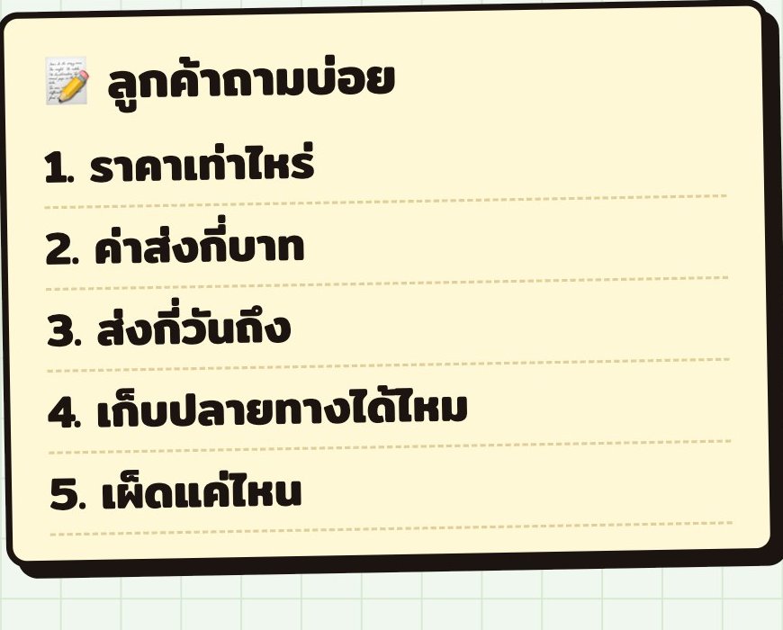 คำถามที่ลูกค้าถามบ่อย 5 ข้อของร้านออนไลน์