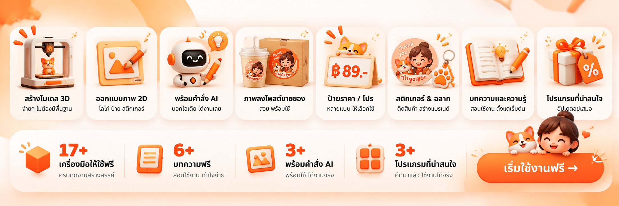 รวมวิธีใช้เครื่องมือทุกตัว ป้ายราคา สติกเกอร์ เมนู QR และงานปริ้น 3D
